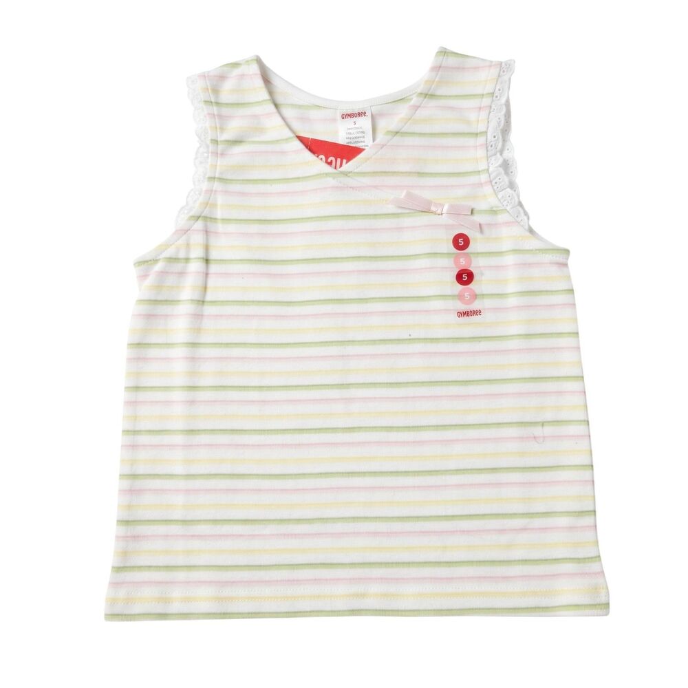 Vintage Gymboree Tank Top Size 5 Pastel Striped 100% Cotton Knit 2006 NWT